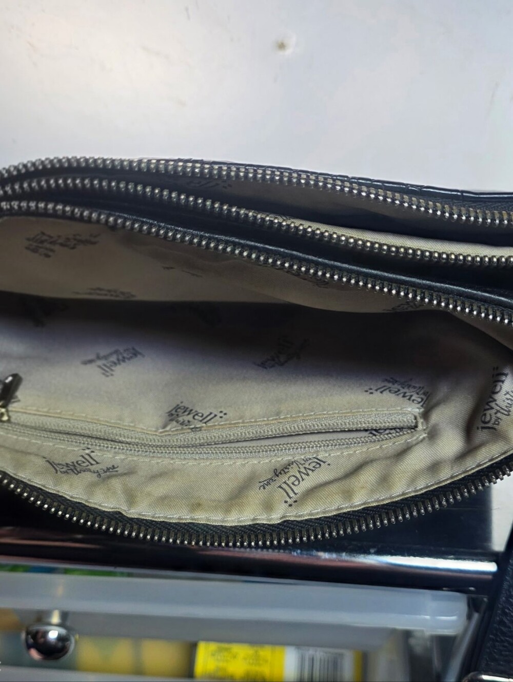 Black Leather Zip-Top Crossbody Bag